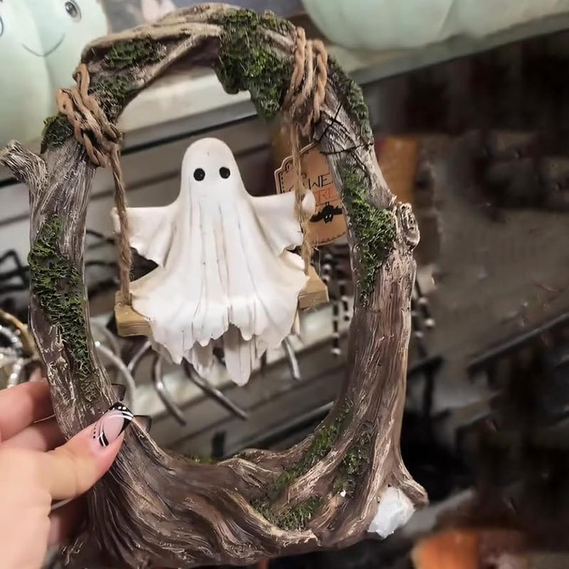 ハロウィン かわいいゴーストツリーブランコデコレーション ゴーストがブランコの木にハロウィンオーナメント|undefined