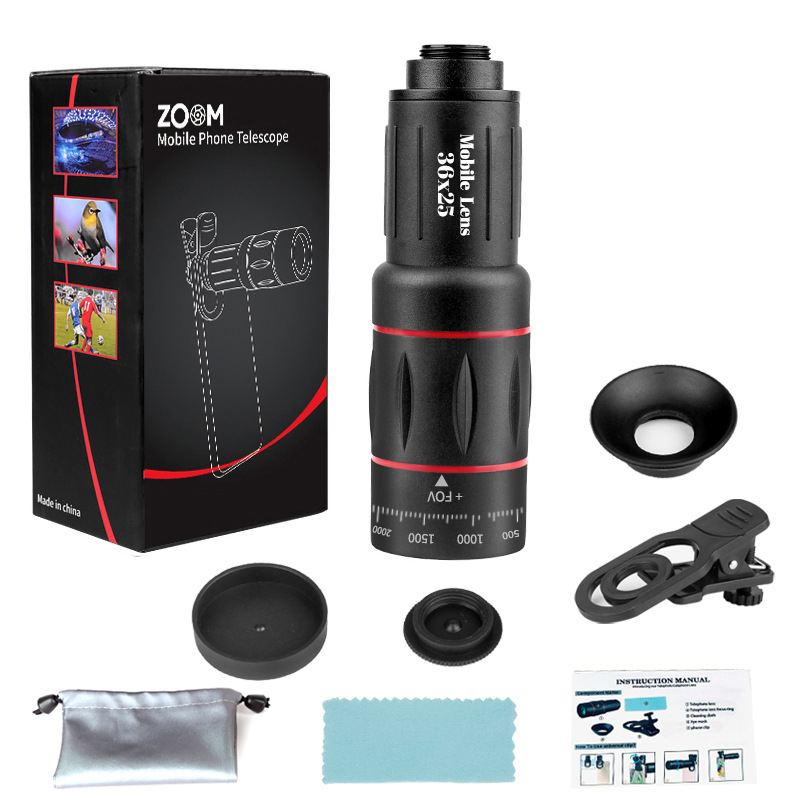 クロスボーダー卸売18x28x36x携帯電話外付け長焦点レンズハイビジョン単筒望遠鏡コンサート写真撮影