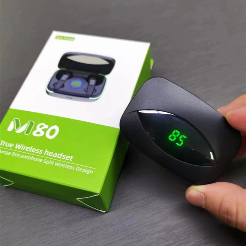 M80 Bluetooth headset new wireless semi-in-ear mini digital display creative smart with mobile power sports binaural