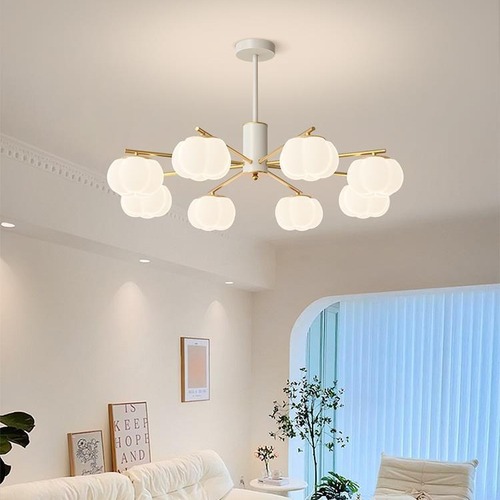 Living room chandelier log cream style Guangdong Zhongshan lighting whole house package combination hall main light cotton persimmon lamp