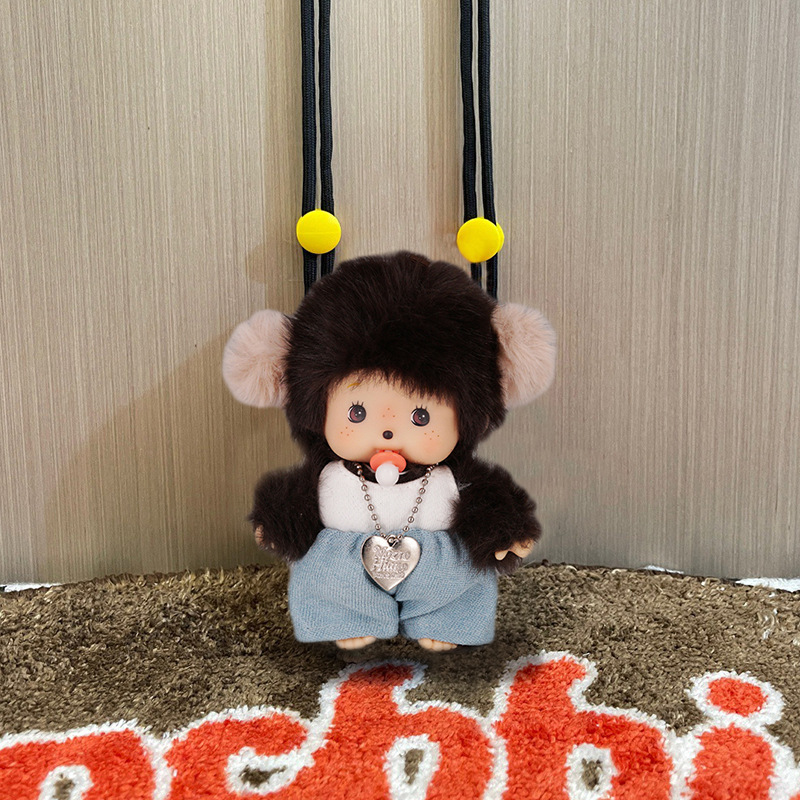 モンキーチェリー ぬいぐるみ かわいい 韓国風 クロスボディ 携帯電話バッククリップ 人形 携帯電話ケース ストラップ付き|undefined