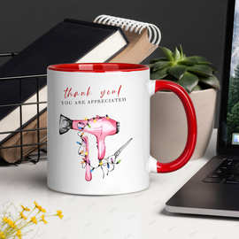 跨境杯子个性化圣诞咖啡杯吹风机小众设计礼物杯陶瓷马克杯喝水杯