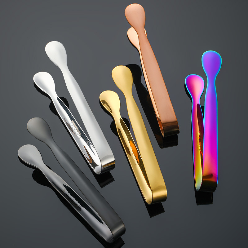 Customized 304 Stainless Steel Round Head Ice Clip, Home Restaurant Kitchen Bar Supplies Thickeneded Sugar Cube Ice Bucket Clip