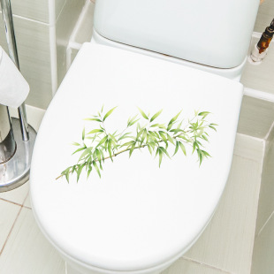 Fresh bamboo toilet stickers personalized creative self-adhesive decorative stickers waterproof toilet toilet toilet lid