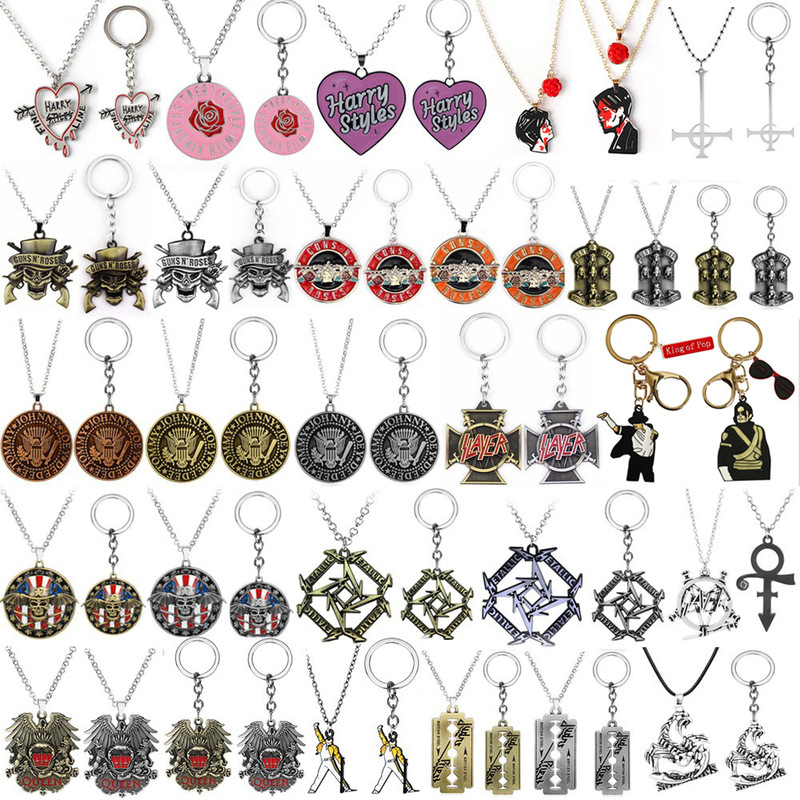 Cross-Border Foreign Trade European and American Heavy Metal Punk Rock Band Peripheral Necklace Personalized Keychain Pendant Gift Fan Cross-Border Foreign Trade European and American Heavy Metal Punk Rock Band Peripheral Necklace Personalized Keychain Pendant Gift Fan