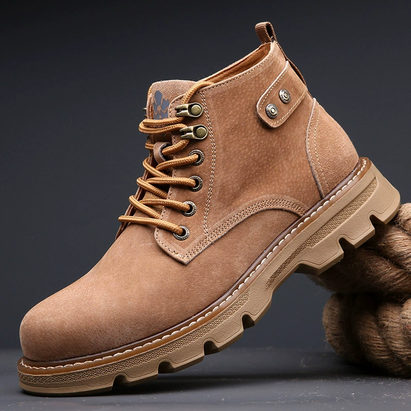 Мужская обувь Ботинки для спецодежды Martins Уличные кожаные ботинки с большим носком Осенне-зимние высокие кожаные ботильоны из матовой кожи для походов по пересеченной местности на толстой подошве