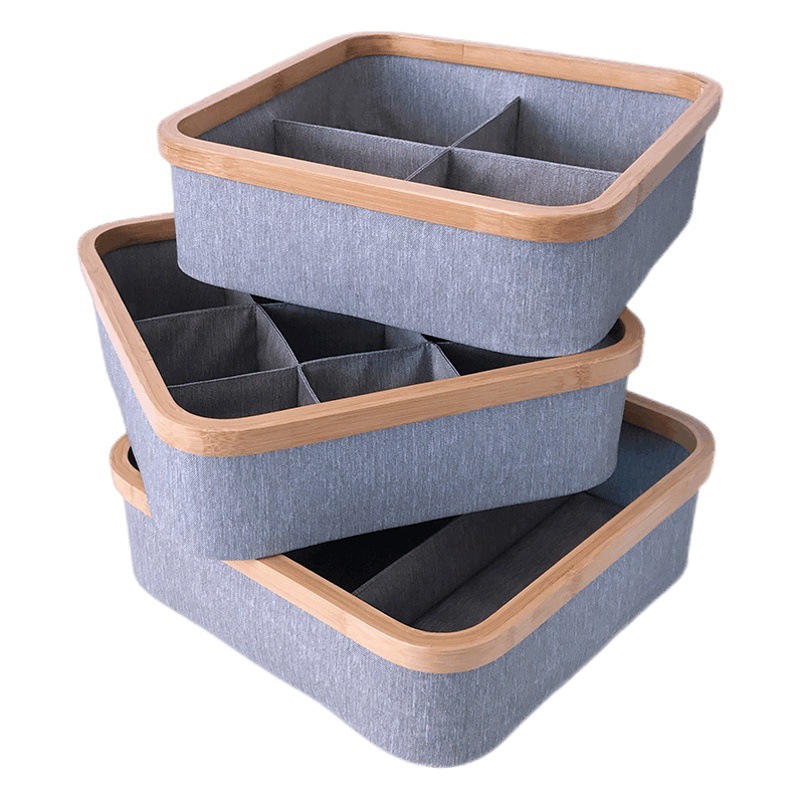 Caja Organizadora de Ropa Interior con Divisores de Tela y Bambú Con Divisores para Armario image 1