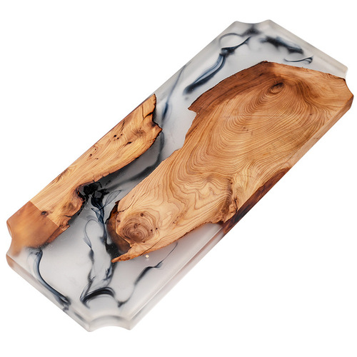 Creative Tea Ceremony Aroma Walnut Wood Solid Dry Pouring Plate Resin Small Tea Tray Simple Home Office Tea Table Gongfu Tea Set