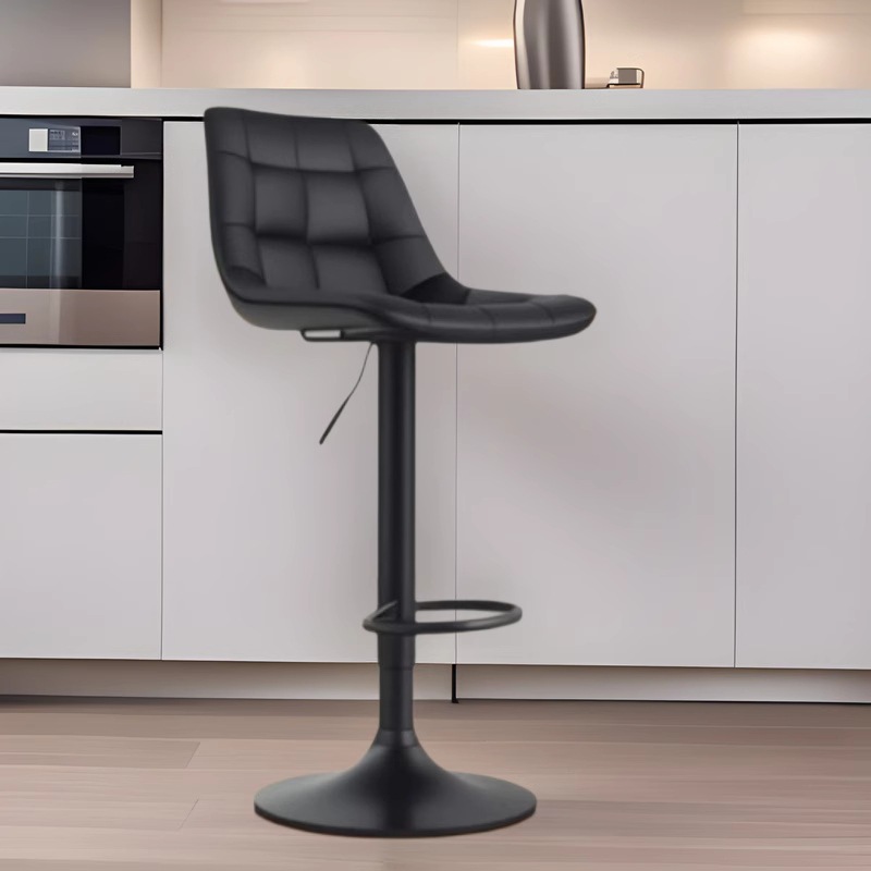 Medieval-Style Wrought Iron Bar Stool with Adjustable Height and Rock Slab Bar Chair