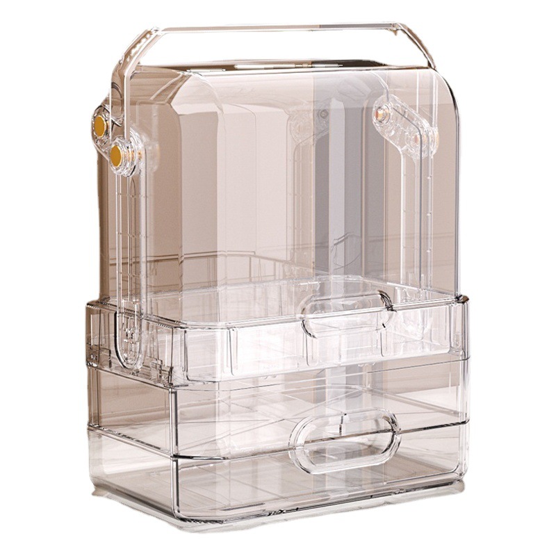 Nueva caja de almacenamiento de cosméticos de gran capacidad a prueba de polvo impermeable caja de cosméticos transparente cajón estante de cuidado de la piel