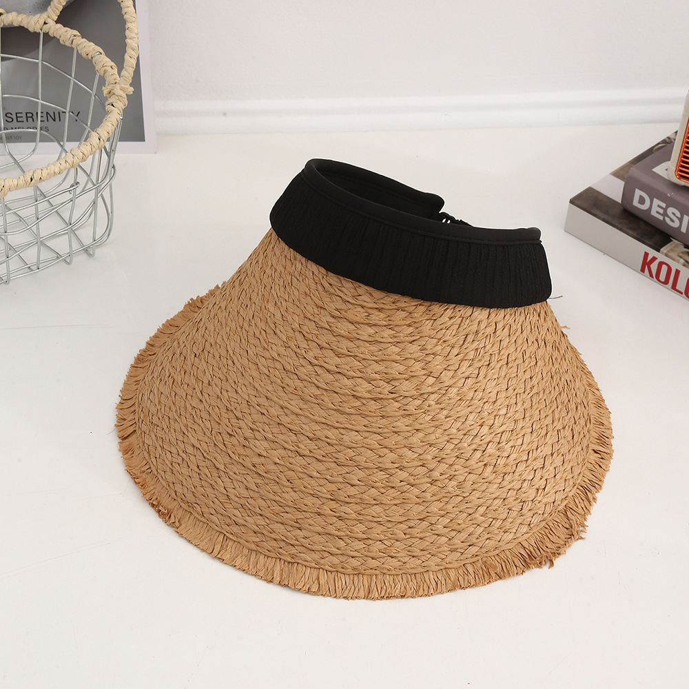 Sombrero de paja con lazo – estilo veraniego, ala ancha, para playa o vacaciones al aire libre