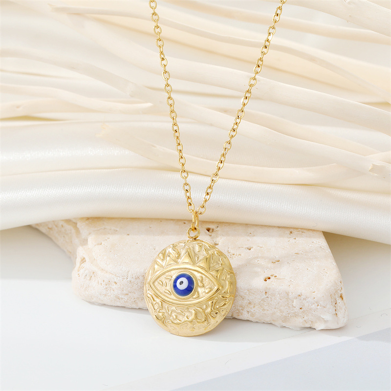 retro titanium steel cross Demon Eye Lightning Water Drop Snake Clavicle Chain