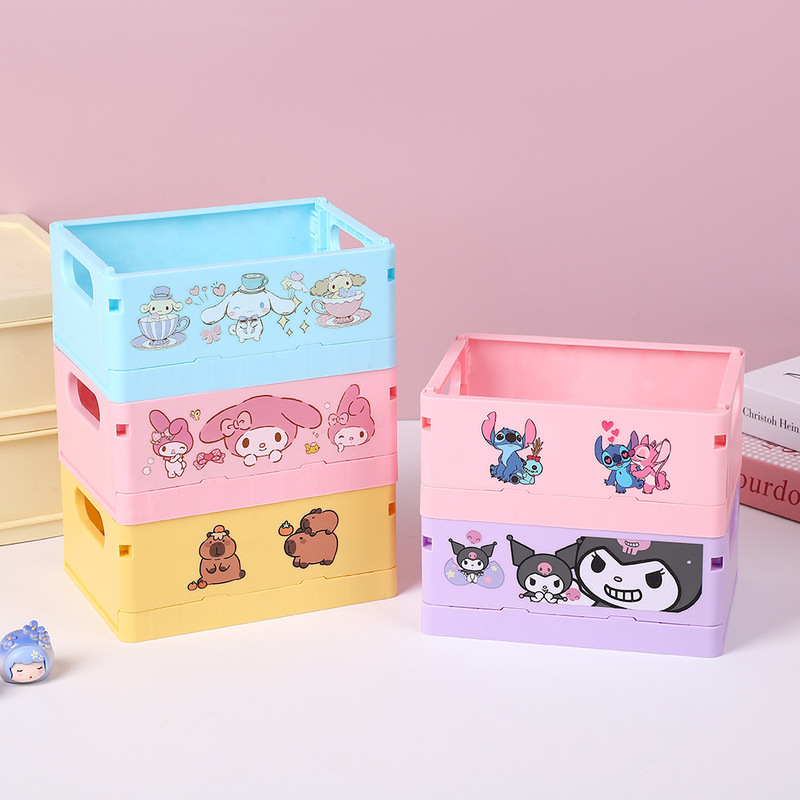 Sanrio Foldable Stationery Storage Box Cartoon Desktop Storage Box Stationery Organizer Desktop Pen Holder Storage Box