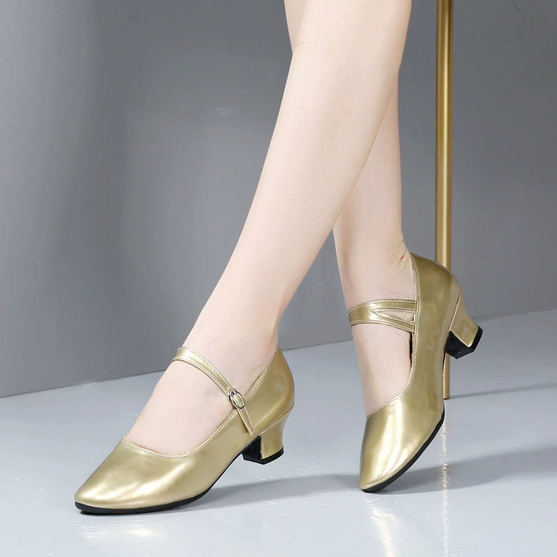 New dance shoes, silver women's Latin dance shoes, soft-soled square dance shoes, mid-heeled ballroom dance shoes, modern dance shoes