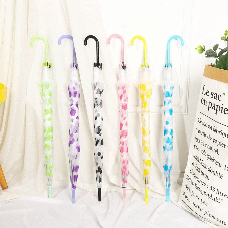 Nuevo 16 hueso paraguas transparentes ins viento impresión transparente ver estilo minimalista literatura y arte pequeño fresco paraguas resistentes al viento