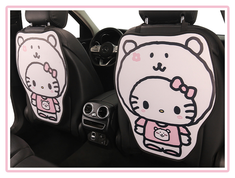 Cute Cartoon Chair Back Anti-Kick Pad for Little Cat Lady Car Seat Back Anti-Stain Pad Long and Short Two Styles Available