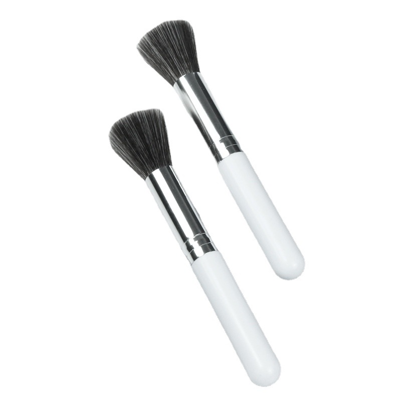 Cepillo multifuncional de punto de color de cabeza plana personalizado cepillo de blush de doble capa blanco herramienta de maquillaje portátil cepillo de maquillaje