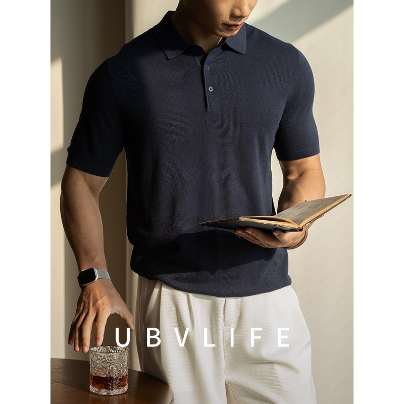 Lyocell mulberry silk lapel short sleeve polo shirt men's 2025 summer pearl knitted breathable new top men's
