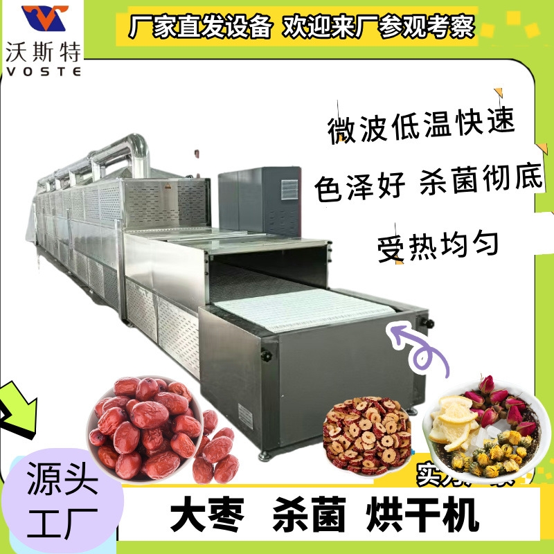 广州核桃仁红枣微波烘干设备 连续式微波坚果瓜子干果杀菌机