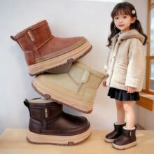 2025年冬季新款童鞋男童防风防水雪地靴韩版加厚保暖女童百搭棉靴