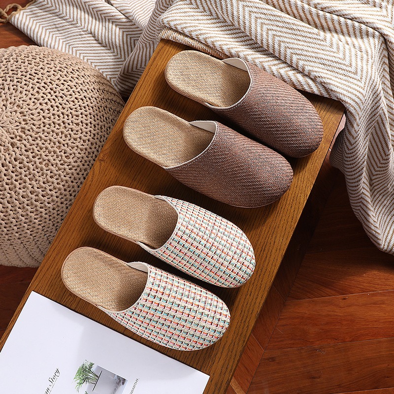 Japanese Style Malay Grass Linen Slippers Women's Summer Household Indoor Non-slip Wood Flooring Summer Home Slippers Wholesale Japanese Style Malay Grass Linen Slippers Women's Summer Household Indoor Non-slip Wood Flooring Summer Home Slippers Wholesale