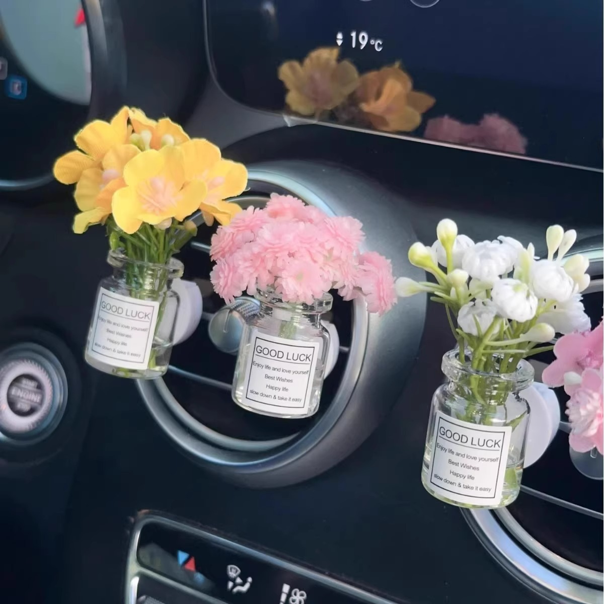 Gypsophila flor, la decoración de la salida de aire del coche, el coche fresco creativo, el aire acondicionado del coche, el clip de aromaterapia, la botella de perfume