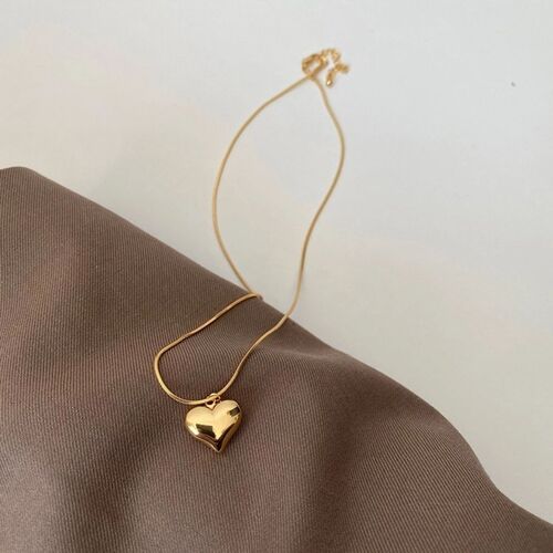 Simple three-dimensional small love necklace double-sided peach heart mirror-like heart-shaped clavicle chain Japanese and Korean ins versatile jewelry