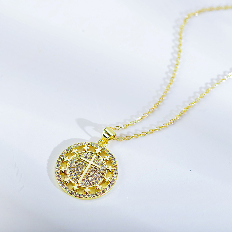 Simple Style Round Alloy Gold Plated Artificial Rhinestones Womenu0027S Pendant Necklace 1 Piece