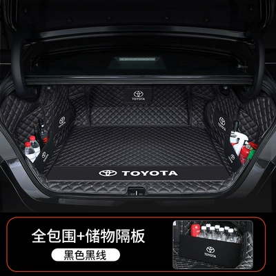 Trunk Mat, for Toyota Camry Trunk Mats, 25 - upgraded-model-black-and-black-fully-surrounded-partitions-default-item