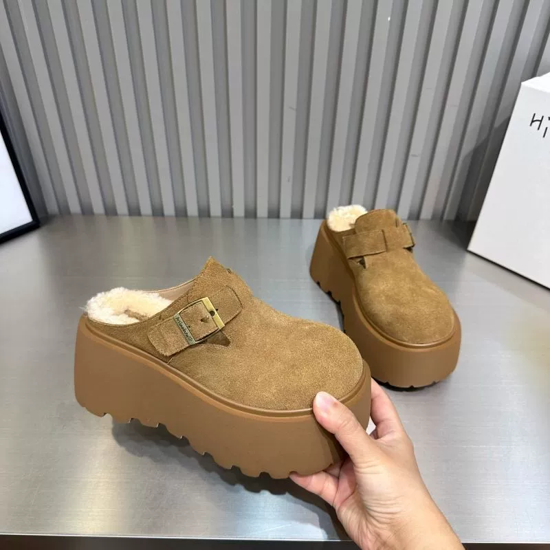 Plove Bokye Cotton Drag 2024 Осень и зима новая половина тапочек Baoke головка носит Bolken обувь с толстой подошвой полупальцы женщина