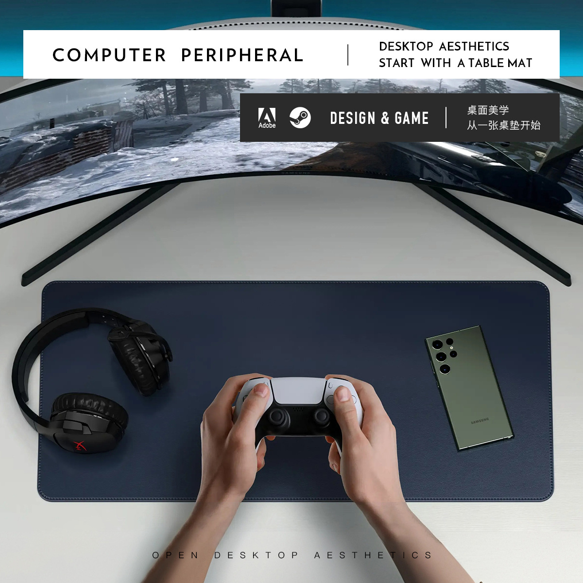 Pad de ratón de cuero unilateral super grande impermeable a prueba de suciedad juegos de oficina escritorio de computadora estera de escritura antideslizante