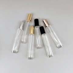 ガラス透明香水瓶円筒形密封スプレーボトル蓋付き卸売 10 ミリリットル旅行香水瓶詰め替え