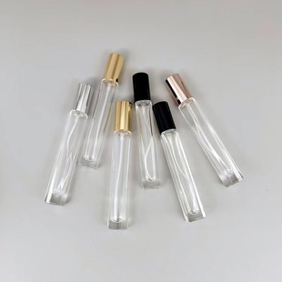 Glass Transparent Perfume Bottle Cylindrical Sealed Spray Bottle with Lid Wholesale 10ml Travel Perfume Bottle Packaging