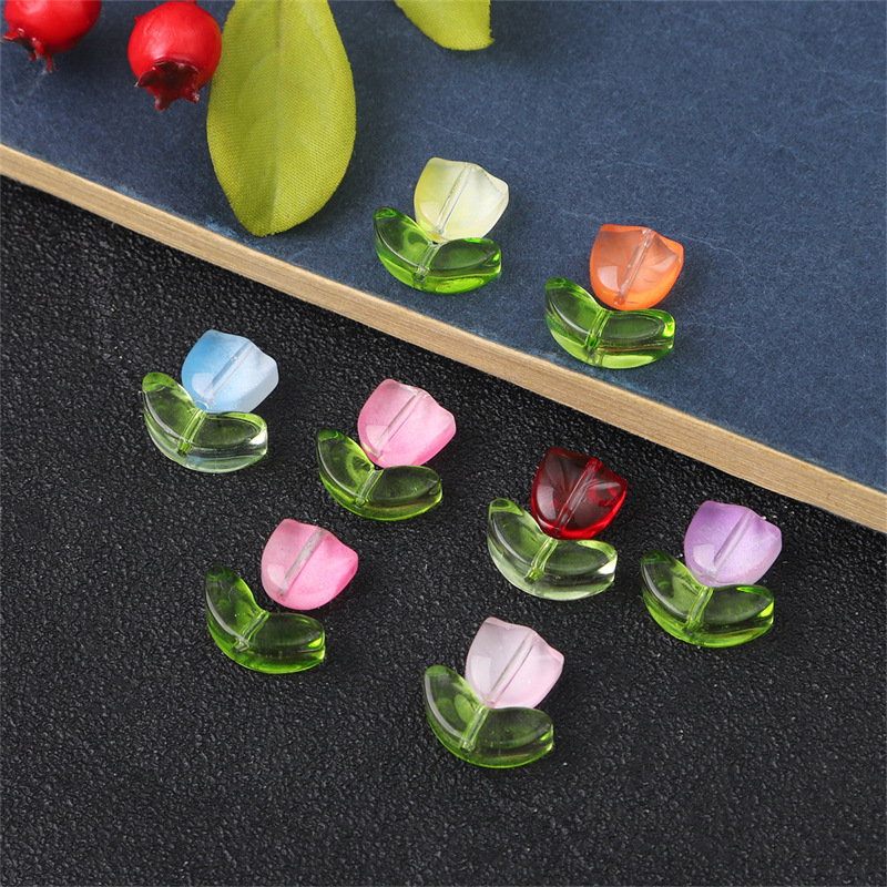 Flower Pattern 10 Sets/Pack 7 * 14mm 9 * 9mm Less Than 1mm Glass Flower DIY Jewelry Accessories Beads