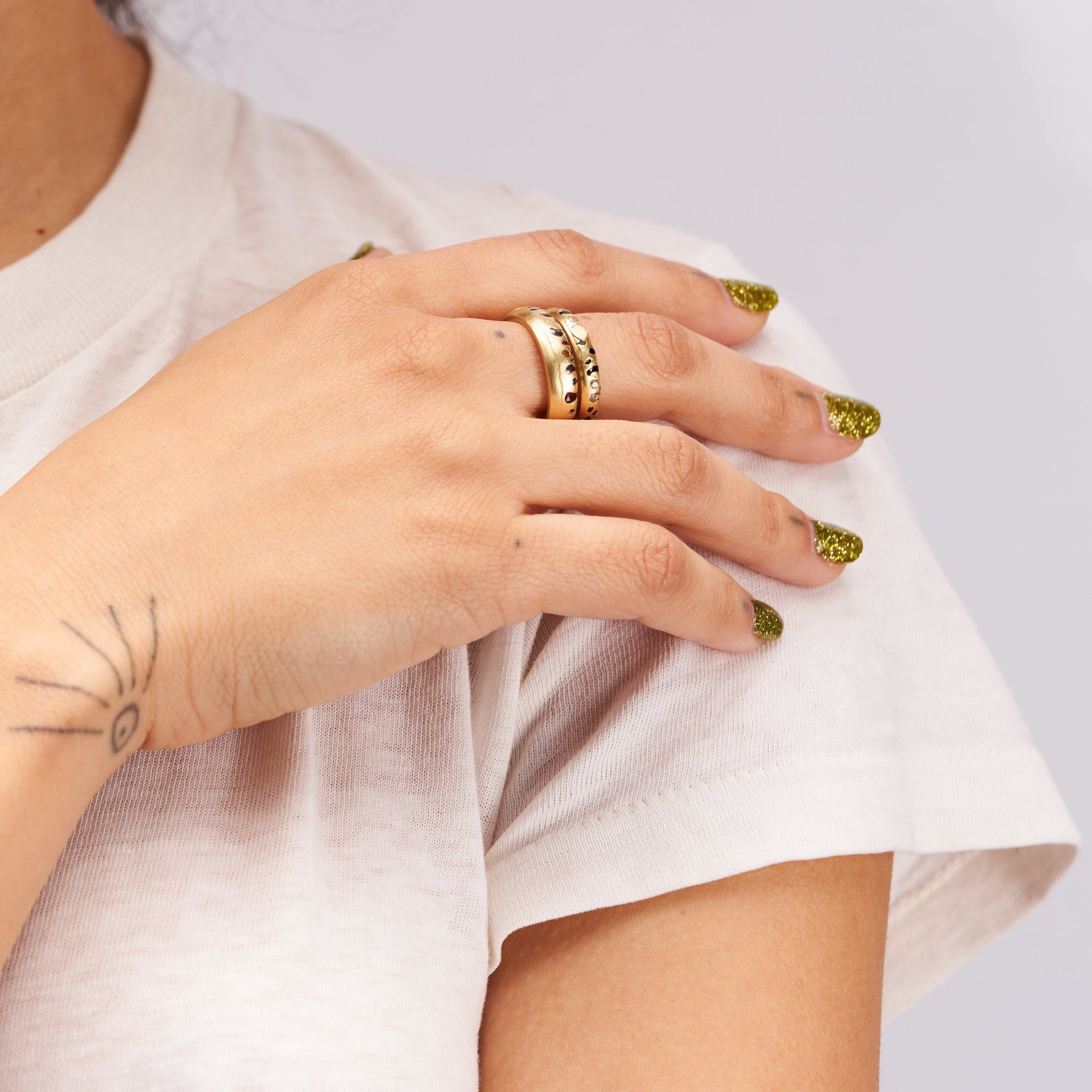 Geometric Pattern Vintage Simple Color Inlaid Zircon Copper Ring Wholesale Nihaojewelry