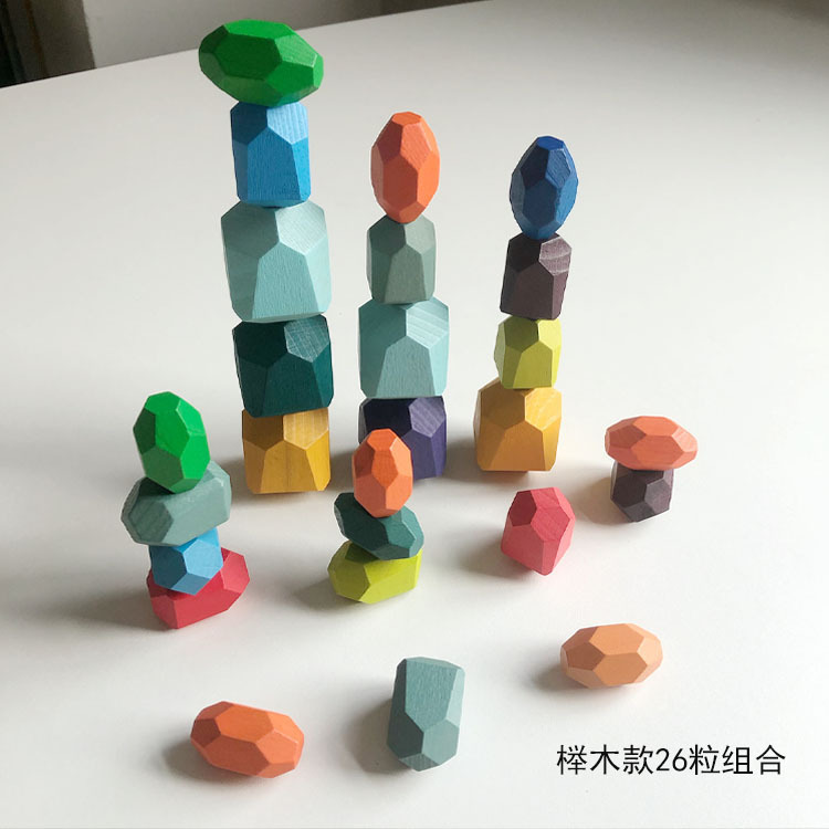 Weiweihu Juego de piedra apilada de color de madera Venta caliente transfronteriza de bloques de construcción de Jenga Juguetes educativos de entrenamiento de integración sensorial para niños