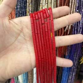 2*4mm直角大红色直切水晶天然石扁珠隔片散珠子半成品diy饰品配件