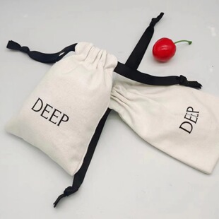 Source Manufacturer Wholesale High-Quality White Canvas Bag, Wenwan Seal, Jewelry Drawstring Bag, Printable Logo Packaging Bag