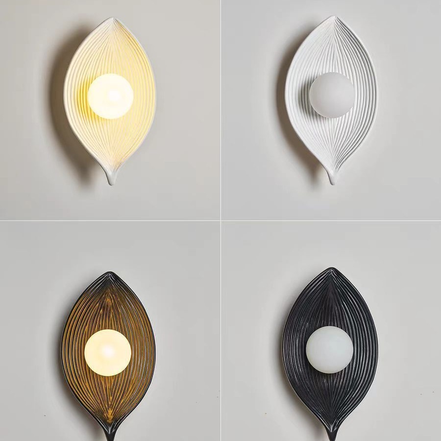 Lámpara de pared de hoja nórdica dormitorio cabecera lámpara de cama estilo japonés de estilo zen retro pasillo residencial fondo lámpara de pared