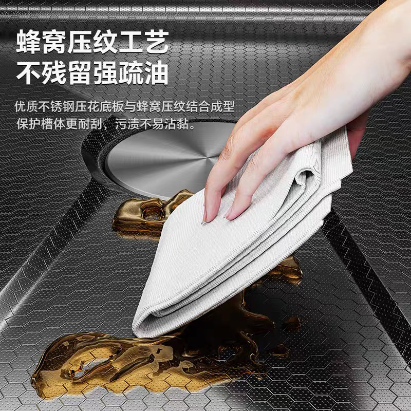 304 acero inoxidable cocina fregadero gran ranura única panal estampado espeso lluvia cascada cuchillo portacuchillo lavavajillas lavavajillas