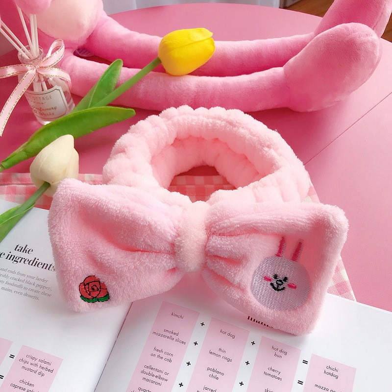 Lavado de la cara banda de pelo de moda femenina Coreana Red diadema roja estudiante dulce Linda máscara de maquillaje banda de pelo horquilla