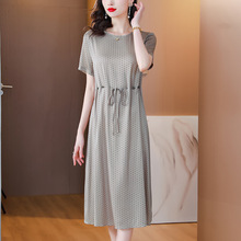 专柜正品高端时尚真丝连衣裙女2025夏季新款气质优雅桑蚕丝中长裙