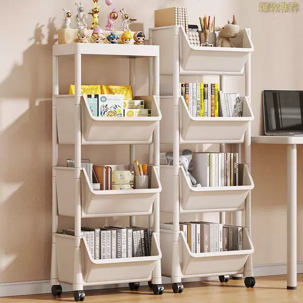 Student Mobile Bookshelf Storage Rack Floor Living Room Bedroom Dormitory Simple Small Bookcase Storage Book Storage Rack