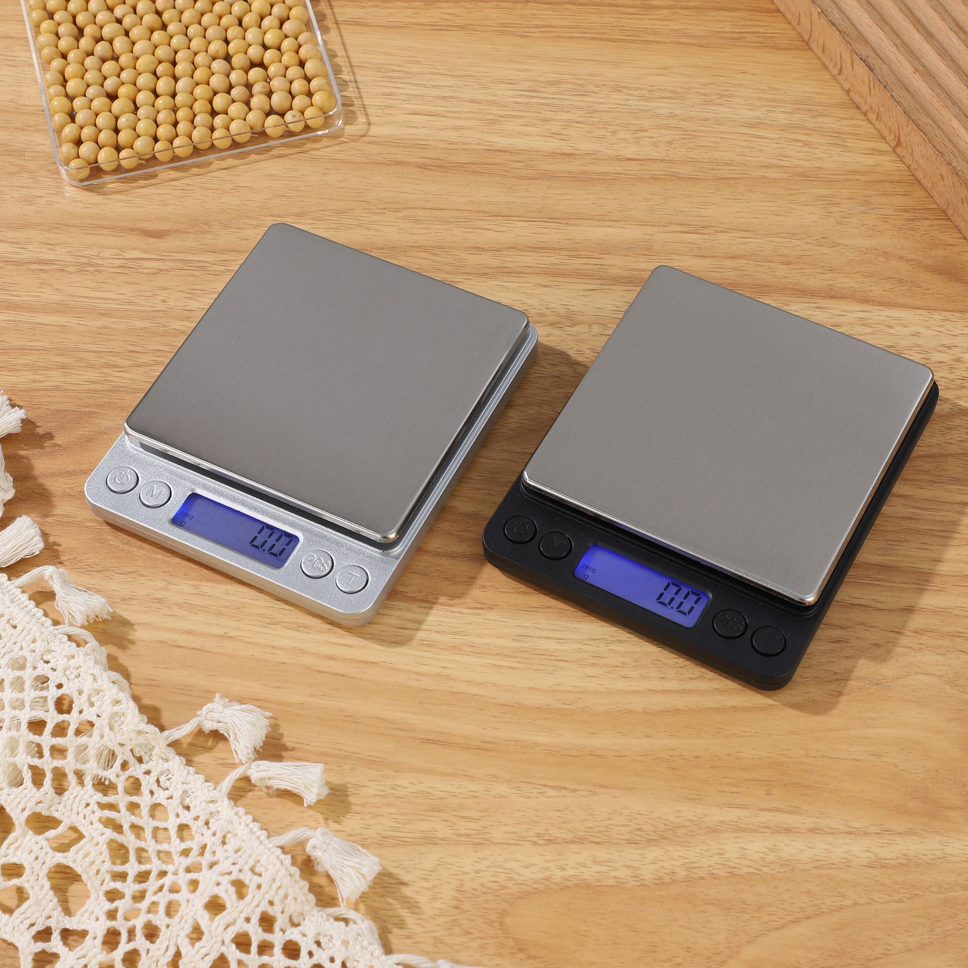 Mini kitchen electronic scale, accurate to 0.1g, portable baking weighing scale, household small coffee scale, stainless steel
