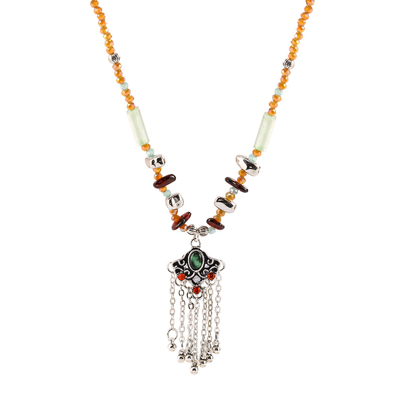 Retro blue pendant with tassels
