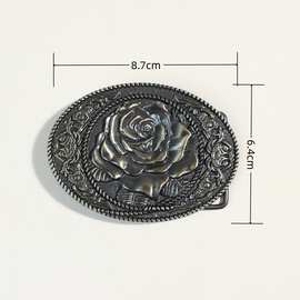 4.0内径锌外贸大板扣欧美皮带扣植物玫瑰花个性潮平滑扣五金配件
