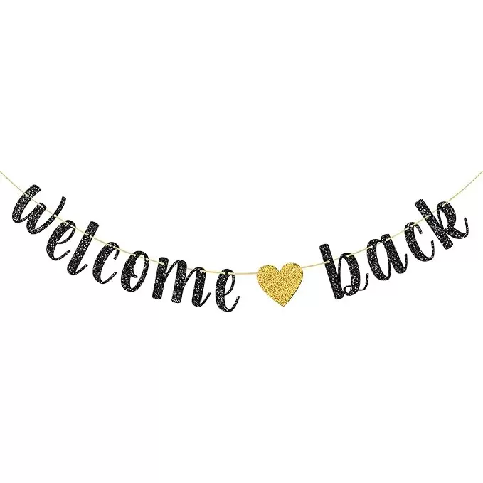 Welcome Back 横幅,回家派对用品,快乐退休标志,欢迎回家返校主题