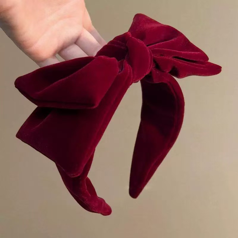 #237 red double layer velvet bow