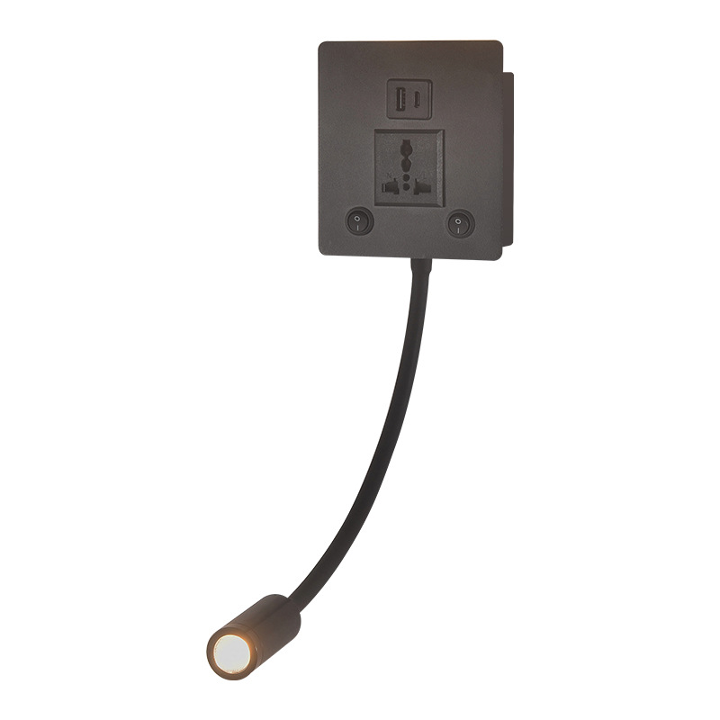 Nuevas luces de pared creativas transfronterizas luces de lectura de hotel LED lámpara de cabezal de cama de dormitorio USB moderna y simple con lámpara de enchufe
