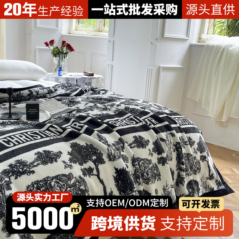 Manta de franela de estilo de pintura de tinta de marea nacional Manta de oficina Sofá de oficina Manta de siesta Manta de ocio Manta al por mayor